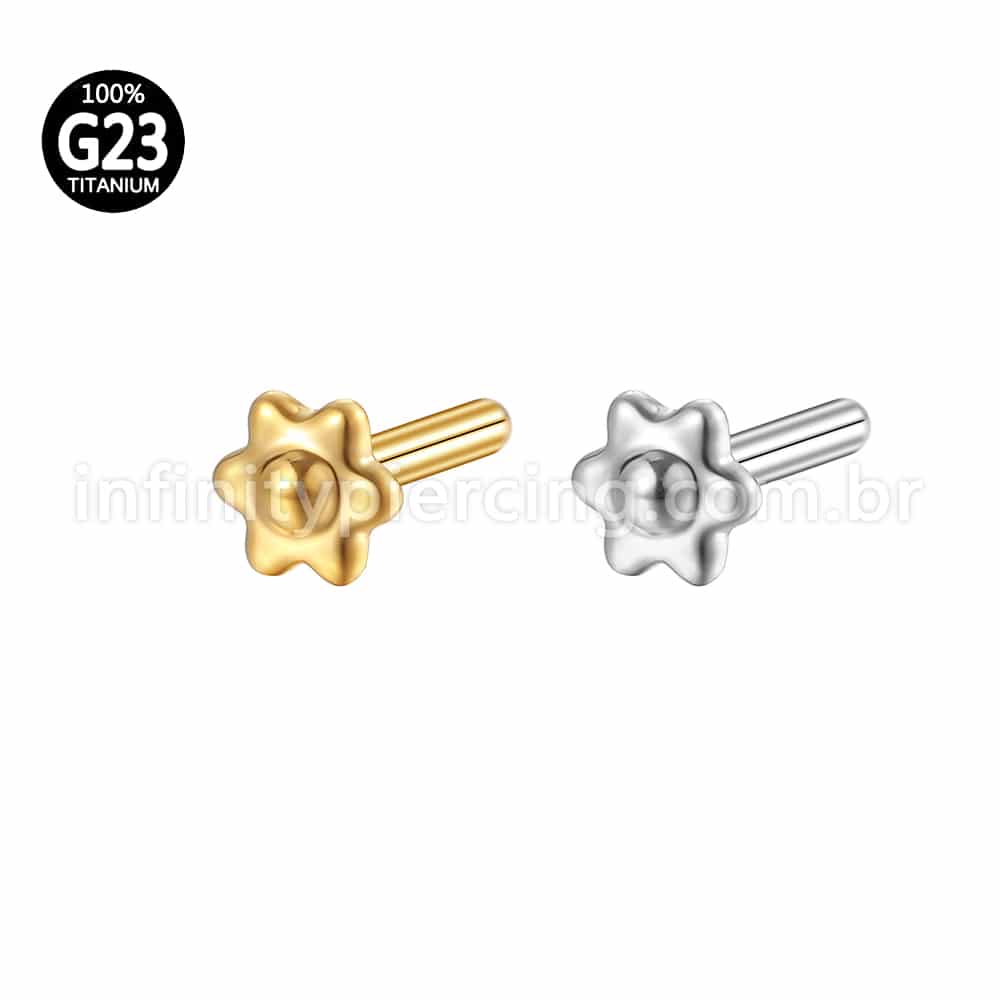 Haste Para Labret Titânio Base Flor